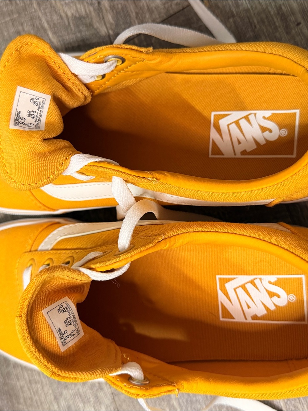 Vans Old Skool Women’s Yellow Canvas Skate Sneakers with White Stripe - Picture 8 of 9